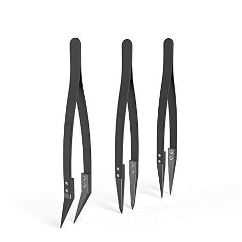 Black Ceramic Tweezers Set - Antistatic,Anticorrosion,Antimagnetic ...