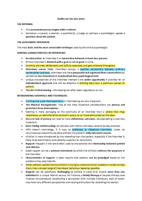 Types of interviews - Sindhu ma’am viva notes THE REFERRAL The ...