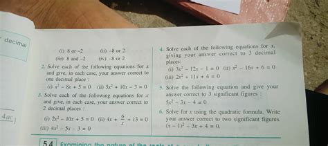 Solve the following quadratic equations: Solve each of the following equ..