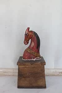 EASTERNARTCOMPANY Vintage Wooden Horse Head Wall Decor, Handcrafted Red ...