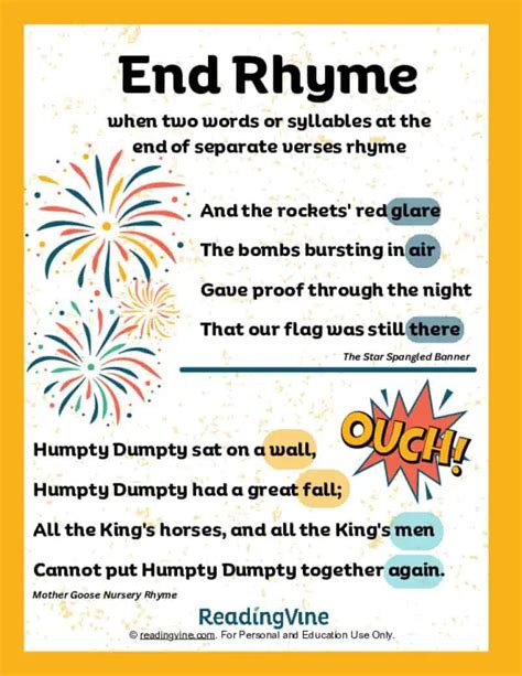 End Rhyme Examples and Activities - ReadingVine