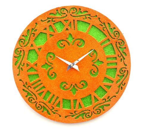 Buy Basement Bazaar Abstract Glitter Wooden Wall Clock (Green and ...
