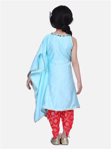Powder Blue One side Kaftan Dhoti Set – Lilpicks