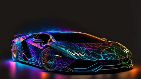 Download Rainbow Lamborghini Neon Lights Wallpaper | Wallpapers.com