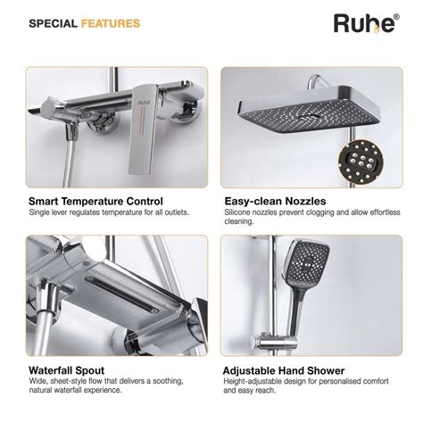 Ruhe Rain Smart Shower Panel Set - Polished Chrome Finish 304 Stainless ...
