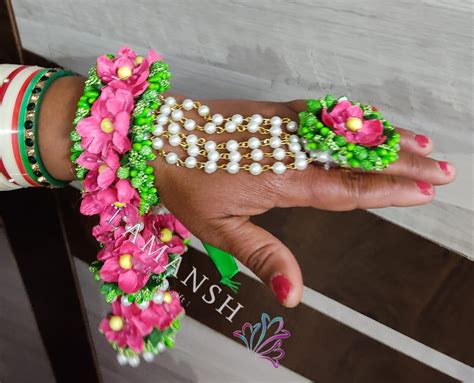 Lamansh® 🌺 Floral Hathphool Set attached to Kaleere Set