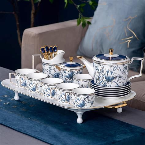GaRcan 16 Pieces Bone China Cups with Tray,Saucer, White India | Ubuy