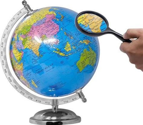 eRise Big Size World Globe w/ Steel Finish Arc & Base, Educational ...