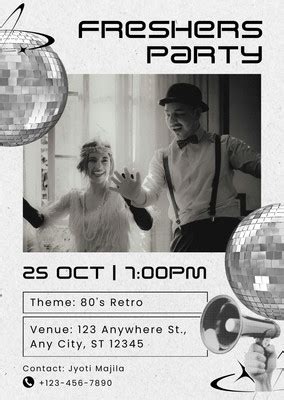 Customizable Invitation Card Design for Freshers Party - Canva