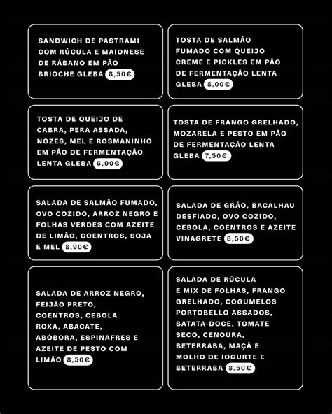 Menu at Circle Cafe, Lisbon