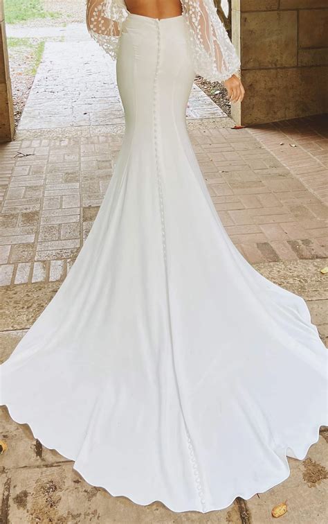 Chic Long Sleeve Sheath Wedding Dress | Essense of Australia