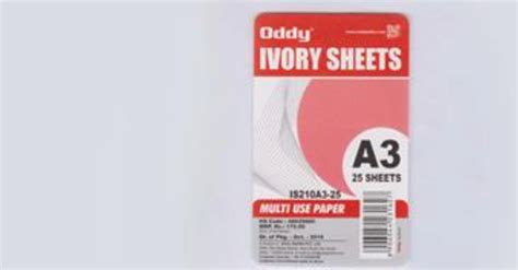 Oddy Ivory Sheets 210 GSM (A3 Size) - Pack Of 25