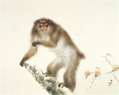 Old Monkey with Cherry in Autumn - Kansetsu Hashimoto - Japanese Art ...