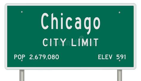 Chicago Road Sign Showing Population and Elevation Stock Illustration ...