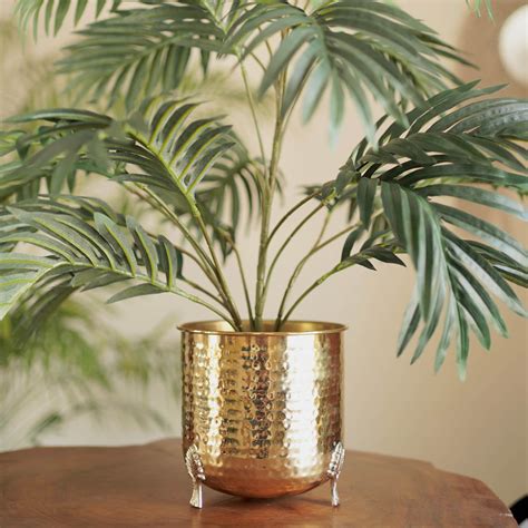Metal Hammered Planter, Gold
