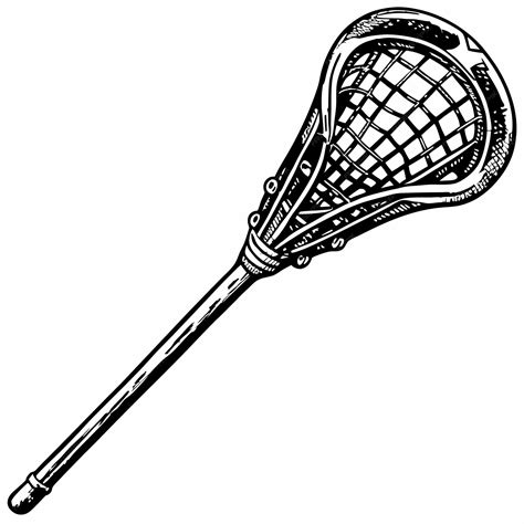 Detailed Black and White Lacrosse Stick Vector Illustration for Sports ...