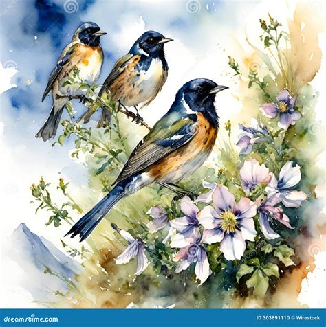 Colorado State Bird the Lark Bunting and the State Flower the Mountain ...