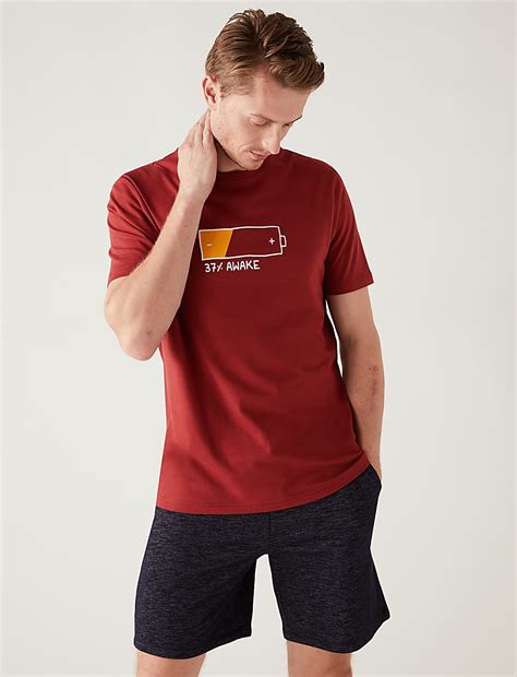 Buy Pure Cotton Battery Graphic Loungewear Top at Marks & Spencer