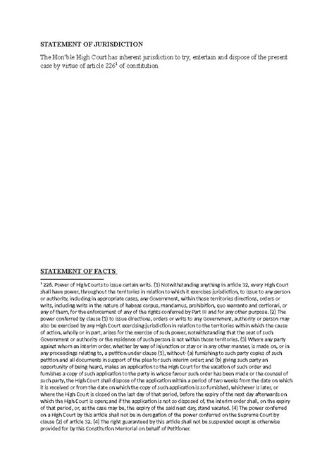 Facts, Jurisdiction, AND Arguments - STATEMENT OF JURISDICTION The Hon ...