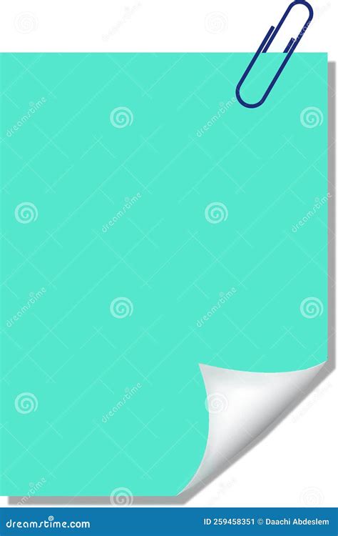 Green Blank Post-it Note with Blue Paper Clip Stock Illustration ...
