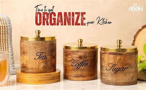 Buy dudki Mango Wood Canister Sets Airtight With Lids Storage Container ...
