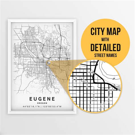 Printable Map Of Eugene Or Eugene Oregon Map Print In Woodblock