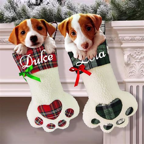 Amazon.com: Personalized Christmas Stocking for Dogs, Customized Dog ...
