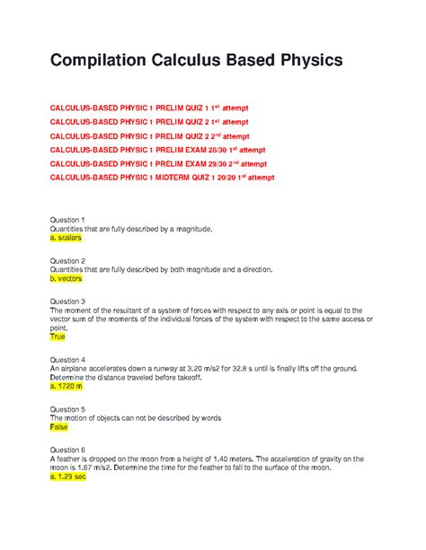 Image result for Calculus-Based Physics Formulas