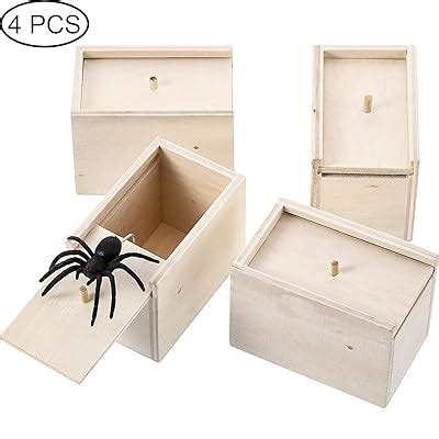 4 Pieces Spider Prank Scare Box, Wooden Surprise India | Ubuy