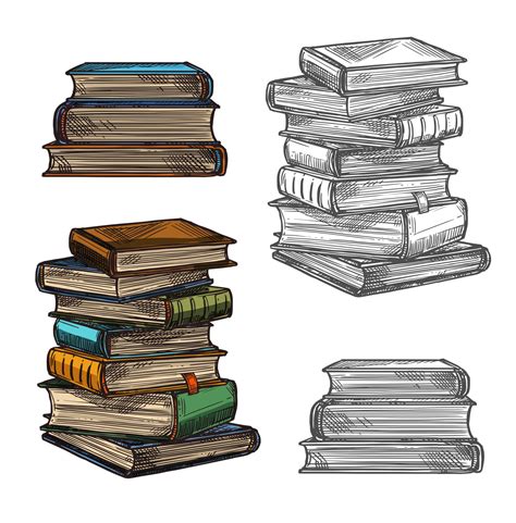 Book stack sketch for education, literature design 13175031 Vector Art ...