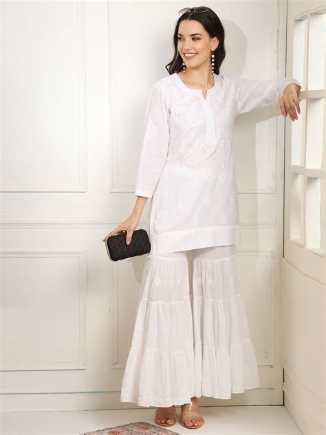 White cotton Kurta with White Thread Embroidery – Sufiza Lifestyle