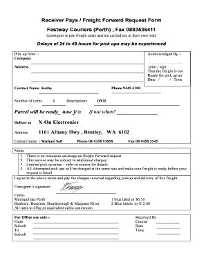 Freight Forward Request Form - Blank Fillable Template | Fill Out ...