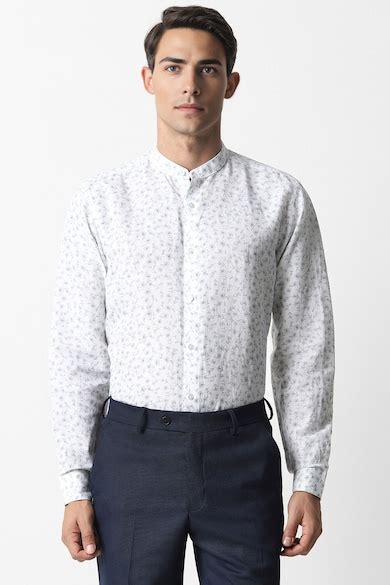Buy Men White Regular Fit Print Full Sleeves Formal Shirt Online ...