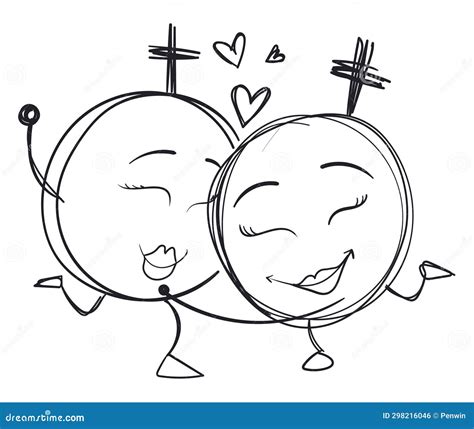 Sketch of a Couple of Female Symbols in Love, Vector Illustration Stock ...