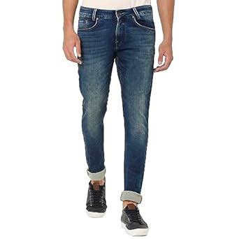 MUFTI Mens Mid Blue Skinny Fit Jeans : Amazon.in: Fashion