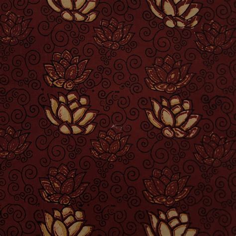 Pure Cotton Double Ajrak Rust With Cream Lotus Jaal Hand Block Print F ...
