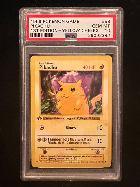 Pikachu 1999 Pokemon Game #58 1st Edition (Yellow Cheeks) Price Guide ...