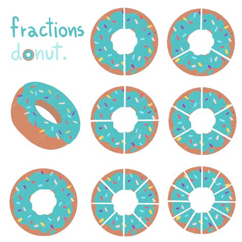 Premium Vector | Set of donut shaped fractions hand drawn colorful