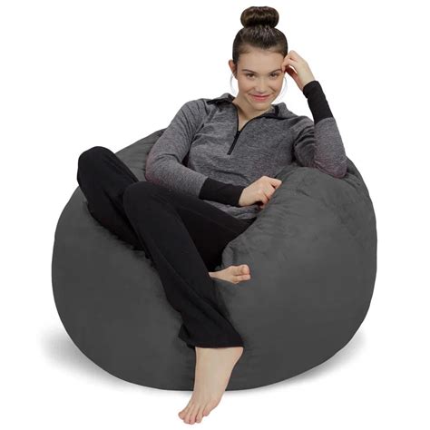 THE CASA ORO® Bean Bag - 3 Ft Shredded Foam Filled Round Pouf Chair ...
