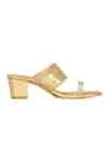 Buy Gold Beads, Sequins Embellished One-toe Block Heels by NR By Nidhi ...