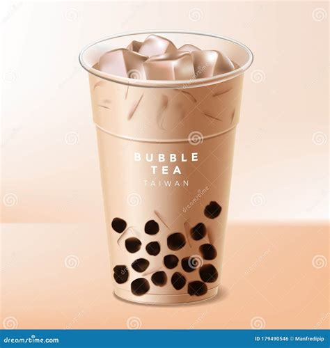 Taiwan or Taiwanese Iced Bubble Tea or Boba Milk Tea Illustration Stock ...