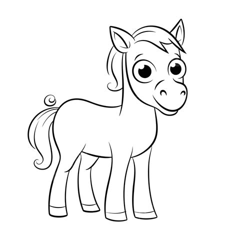 Cartoon Horse To Color Outline Sketch Drawing Vector, Horse Drawing ...