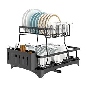 Dish Drying Rack Drainboard Set, Large 2 Tier Stainless Steel Dish ...