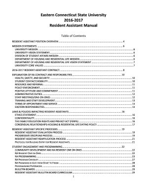 Fillable Online Eastern Connecticut State University 2016-2017 Resident ...