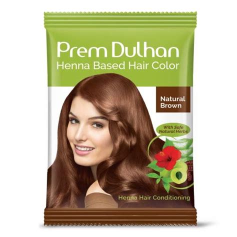 Buy Prem Green Dulhan Natural Brown Henna Based Hair Color 10 g (Pack ...