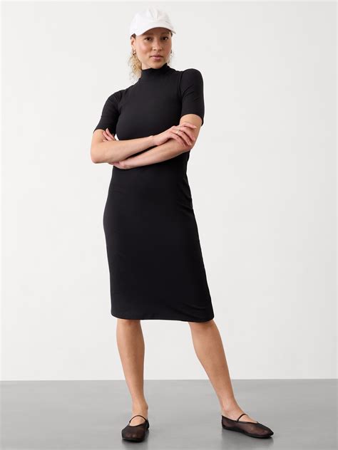 Signature Rib Mock Neck Dress | Athleta
