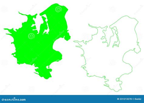 Zealand Island Kingdom of Denmark Map Vector Illustration, Scribble Sketch Sealand Map Stock ...