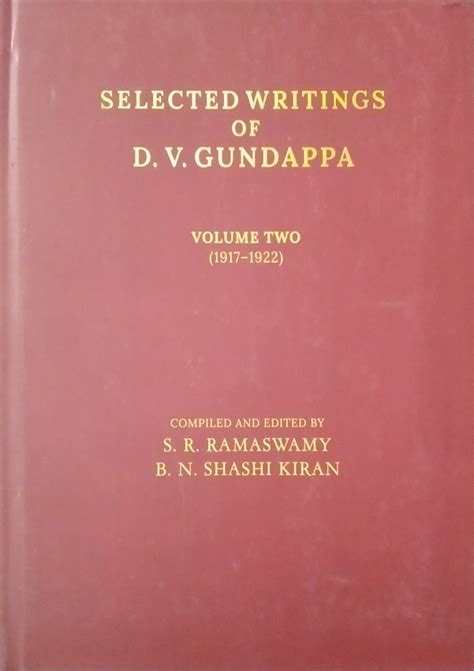 Selected Writings of D. V. Gundappa - 2 | Articles | S. R. Ramaswamy, B ...