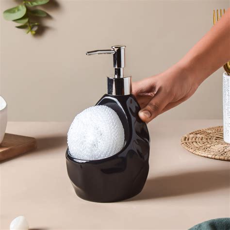 Celestria Black Texture Dispenser With Scrubber 450ml