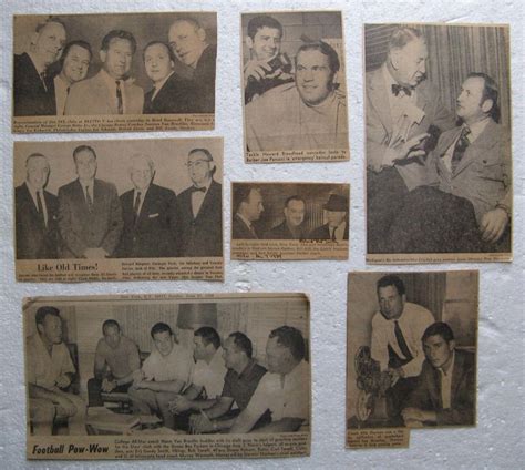 7 newspaper clippings (photos) Allie Sherman, George Halas Jr, Clark ...
